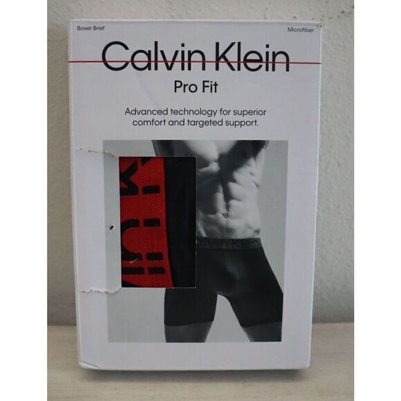 Calvin Klein NB3032250 Men's Sz Small Black/Red Pro Fit Microfiber Boxer Briefs - Picture 1 of 7
